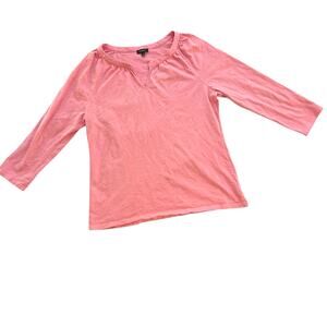 Talbots Pink 100% Cotton Split Neck 3/4 Sleeve Top Women’s XL